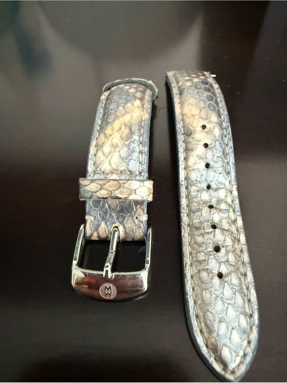Michele genuine, python, leather Straap 18mm